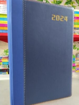 Agenda 2024 azul con filo dorado