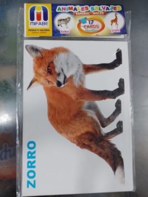 Animales Salvajes - Cebra. Español-Inglés - Tarjetas Léxicas Mifabe
