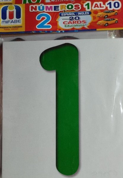 Número del 1 al 10. Español-Inglés - Tarjetas Léxicas Mifabe