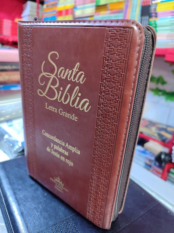 Santa biblia letra grande estuche marrón