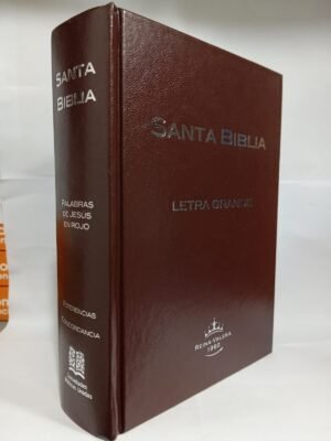 Santa Biblia RV 1960 letra grande con Indice (Marrón filo plateado tapa dura)